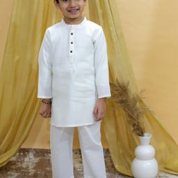 The Mom Store Boys Mandarin Collar Pure Cotton Straight Kurta With Trousers-image-24