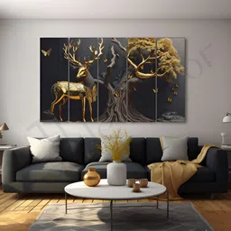 The Castle Decor Black And Gold-toned Wood Birds and Animals Wall Art-image-64