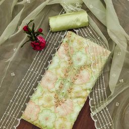 SAINOOR Embroidered Organza Semi-Stitched Dress Material-image-36