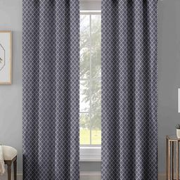 Aura Charcoal & White 2 Pieces Checked Room Darkening Door Curtains-image-92