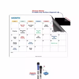 Solo A3 Landscape Magnetic Whiteboard Monthly Planner, MWSA3M1-12