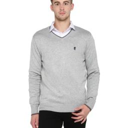Red Tape Grey Full Sleeves V Neck Sweater-image-75