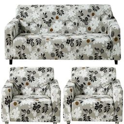 HOKIPO Feather Brown Floral Print 5 Seater Fully Covered Sofa Cover-image-67