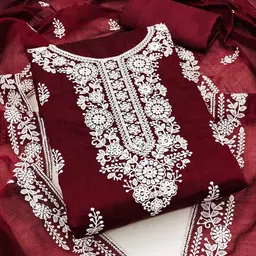 Peachmode Embroidered Unstitched Dress Material-image-40
