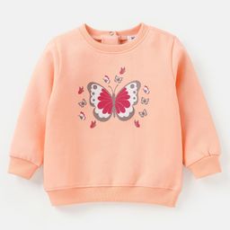 Babyoye Cotton Blend Brushed Fleece Full Sleeves Sweatshirts Butterfly Print -  Pink-image-87
