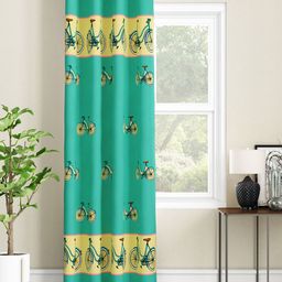 SEJ by Nisha Gupta Single Quirky Eyelet Door Curtain - Green-image-6