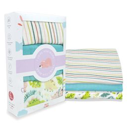 TIDY SLEEP 100% Cotton Muslin Swaddle Wrap Pack of 3 - Blue White Green-39