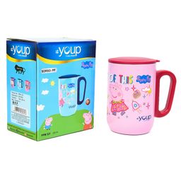 Youp Stainless Steel Pink Color Peppa Pig World Insulated Mug with Cap - 320 ml-17
