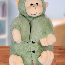 Besties Premium Fur Monkey Soft Toy Cum Pillow Green - Height 45 cm-12