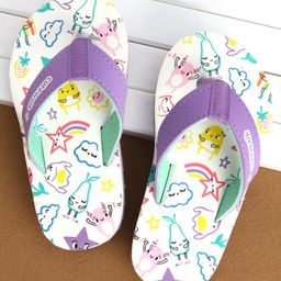 Cute Walk by Babyhug Slip On  Flip Flops Star Print- White & Purple-image-12