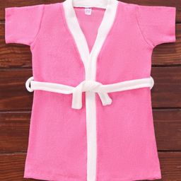 Ben Benny Terry Half Sleeves Solid Colour Bath Robe- Pink-image-74