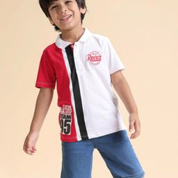 Babyhug Disney Single Jersey Knit   Half Sleeve Polo T-Shirt & Shorts Set with Cars Graphics - Multicolour-image-95