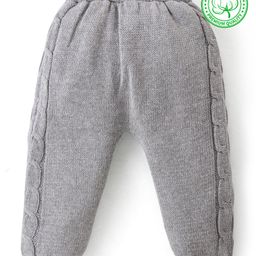 Babyhug Knit Full Length Fleece & Woollen Pant with Cable Knit Design Solid Colour - Grey-image-18