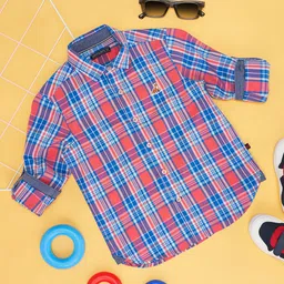 Pantaloons Junior Full Sleeves Checked Shirt - Peach-picture-12