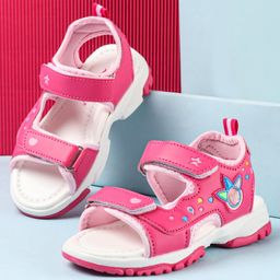 Cute Walk by Babyhug Sandals With Velcro Closure & Hearts Design - Fuchsia-image-46