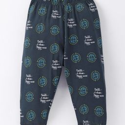Doreme Single Jersey Knit Full Length Lounge Pant with Planet Earth Print - Dark Green-image-21