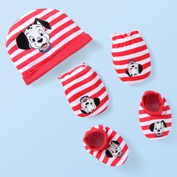 Babyhug Disney Interlock Knit Cap Mittens & Booties With 101 Dalmatians Graphics -Red-image-40
