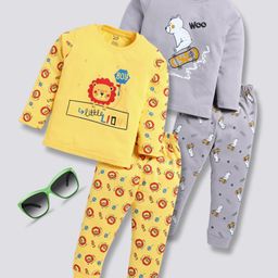 TOONYPORT Pack of 2 Cotton Full Sleeves Animals Printed Sweatshirts & Joggers Set - Multi Colour-image-40