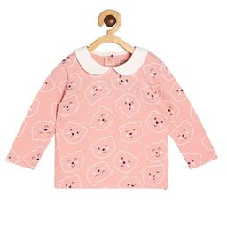 MINI KLUB Cotton Knit Full Sleeves Teddy Bears Printed Top - Pink-picture-40