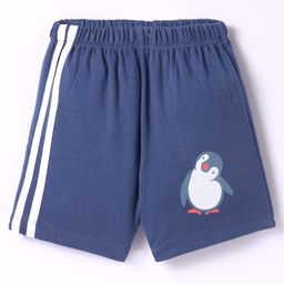 Tango Single Jersey Knit Knee Length Shorts with Penguin Print - Navy Blue-image-64