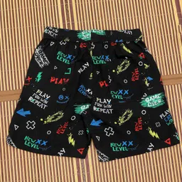 The Lion and the Fish Viscose Woven Game Theme Printed Shorts - Midnight Black-picture-22