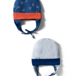 OHMS Interlock Knit Caps with Knot & Ship Print Pack of 2 Blue & Grey - Diameter 13.5 cm-picture-8