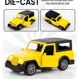 Fiddlerz 1:36 Scale Die-Cast Toy Car Pull-Back SUV Model with Lights Sound Openable Doors Durable Metal and Plastic Build for Age 3+ (Yellow)-image-90