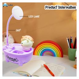 FunBlast Unicorn Bathtub Table LED Lamp and Pen Holder with Sharpener - Purple image 2