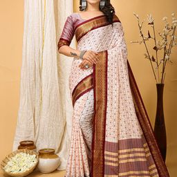 KAYOMMI Zari Pure Cotton Banarasi Saree-image-99