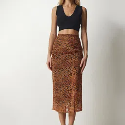 Happiness istanbul PrintedPencil Midi Skirt-image-75