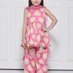 THE PONY & PEONY CO. Heart Me Pink A Sleeveless Pure Cotton Suit for Girls-image-59