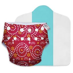 SuperBottoms Reusable Free Size Cloth Diaper Set of 2 with XtraHydrating Wipes - Red Yellow image 4