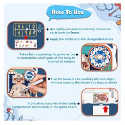 Wembley Toys Crazy Doctor Operation Board Game with Stickers Remove The Objects & Arcade Buzzer - Multicolor image 4