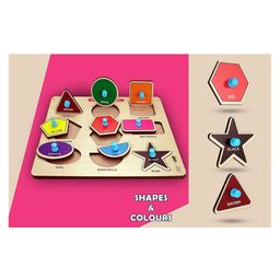 VWorld 3D Shapes And Color Wooden Shapes Puzzle Multicolour - 9 Pieces image 5