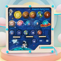 Happy Hues Magnetic Maze Board-Includes 9 Planets, Learn Numbers 0-9 & Maths Function Addition & Subtraction- Educational Travel Games for Kids image 5