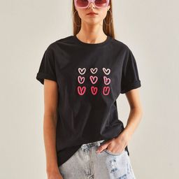 BIANCO LUCCI Women Printed Applique T-shirt-image-13