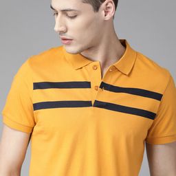 Roadster Men Mustard Yellow Solid Polo Collar T-shirt-image-7