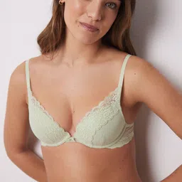 women'secret Floral Lace Medium Coverage Underwired Lightly Padded Bra 5669958-23-13