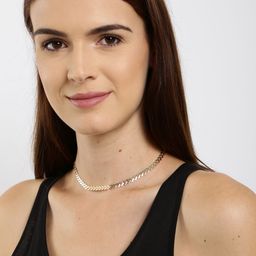 OOMPH Gold-Toned Patterned Choker Necklace-3