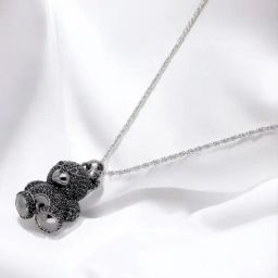 crash.club By CKC 925 Silver Sterling Silver Black Teddy Bear Pendant Chain-image-17