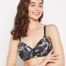 Clovia Black Printed T-Shirt Bra-image-50