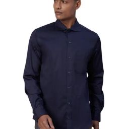 Turtle Navy Blue Cotton Stretch Slim Fit Shirt-image-31