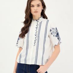 Elle White Pure Cotton Embroidered Top-picture-19