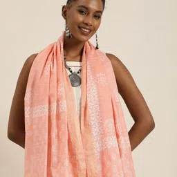 Taavi Ethnic Motifs Woven Design Block Print Dupatta-3