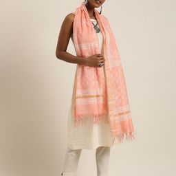 Taavi Ethnic Motifs Woven Design Block Print Dupatta image 4