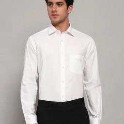 Cantabil White Regular Fit Solid Formal Shirt-image-20