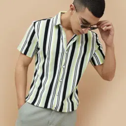Bossini Green Cotton Regular Fit Striped Shirt-picture-12