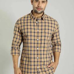Indian Terrain Khaki Slim Fit Checks Shirt-picture-23