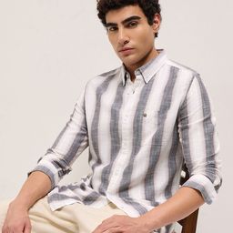 THE BEAR HOUSE Men Vertical Striped Button-Down Collar Pure Cotton Casual Shirt-picture-34