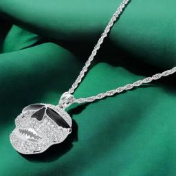 crash.club By CKC 925 Silver Sterling Silver Rockstar Skull Pendant Chain-image-55